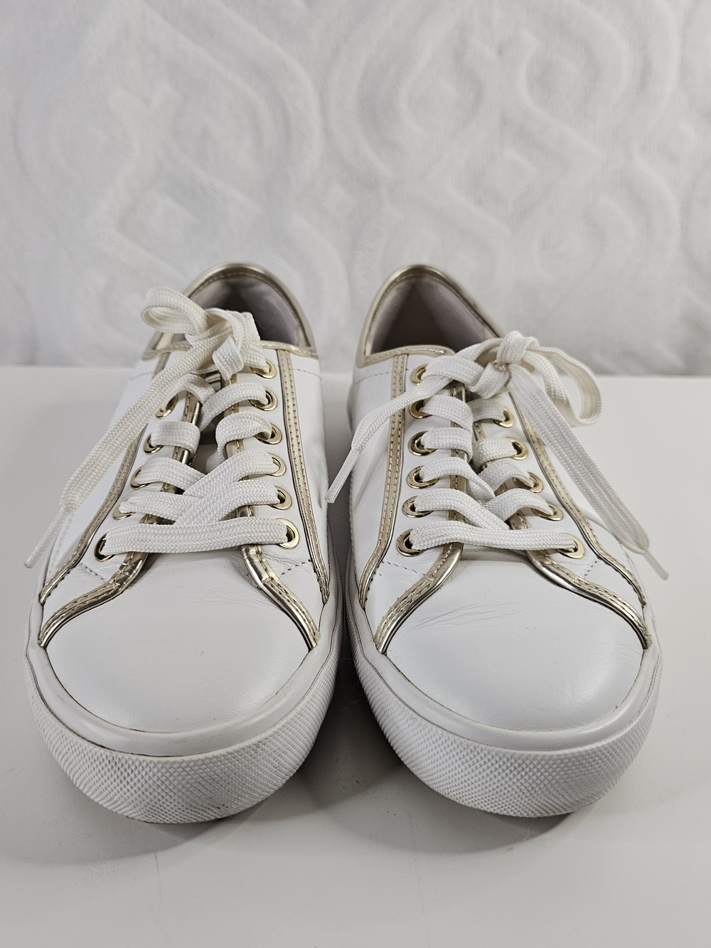 Michael Kors White Sneakers with Gold Accents